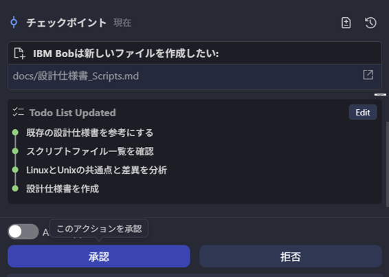 チェックポイント画面